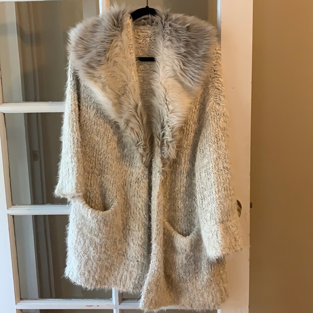 Faux fur cardigan from Anthro. Size large.